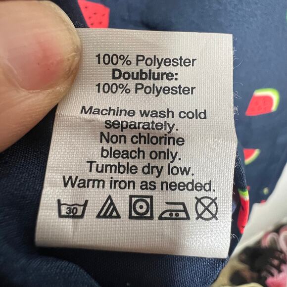 J CREW Watermelon Print Mini Cami Dress Sleeveless Fit & Flare Navy Blue Size 2 - Picture 7 of 8